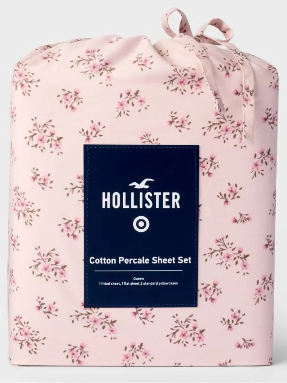 OnHand! Hollister Target FULL Percale Sheet Set Ditsy Floral Pink College Dorm